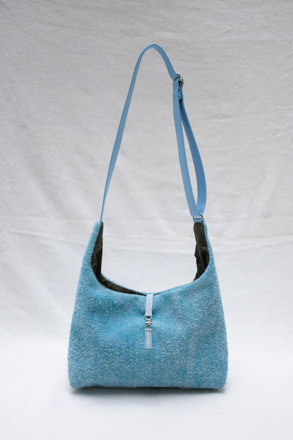 Mini cuir retourné bleu